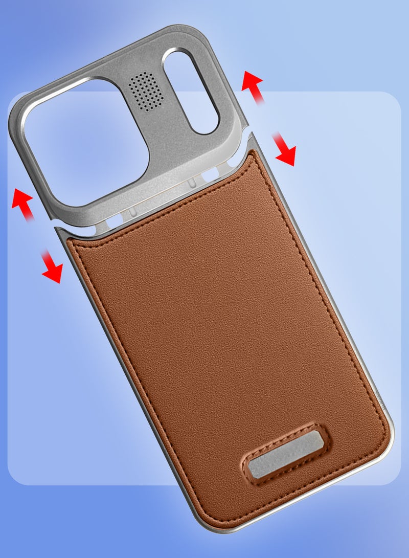 CATANES 3 Packs Leather Aluminum Alloy Metal Case for iPhone 17 Pro Max - with Aromatherapy and MagSafe with Two 3D Screen Protectors - Silver Brown - Image 5