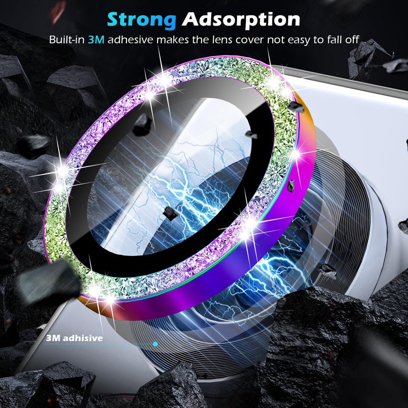 imluckies for Samsung Galaxy S25 Ultra Camera Lens Protector Bling, AR+AF Tempered Glass, 9H Anti-Scratch Metal Individual Lens Cover, HD Clear Camera Accessories - Glitter Colorful - Image 5