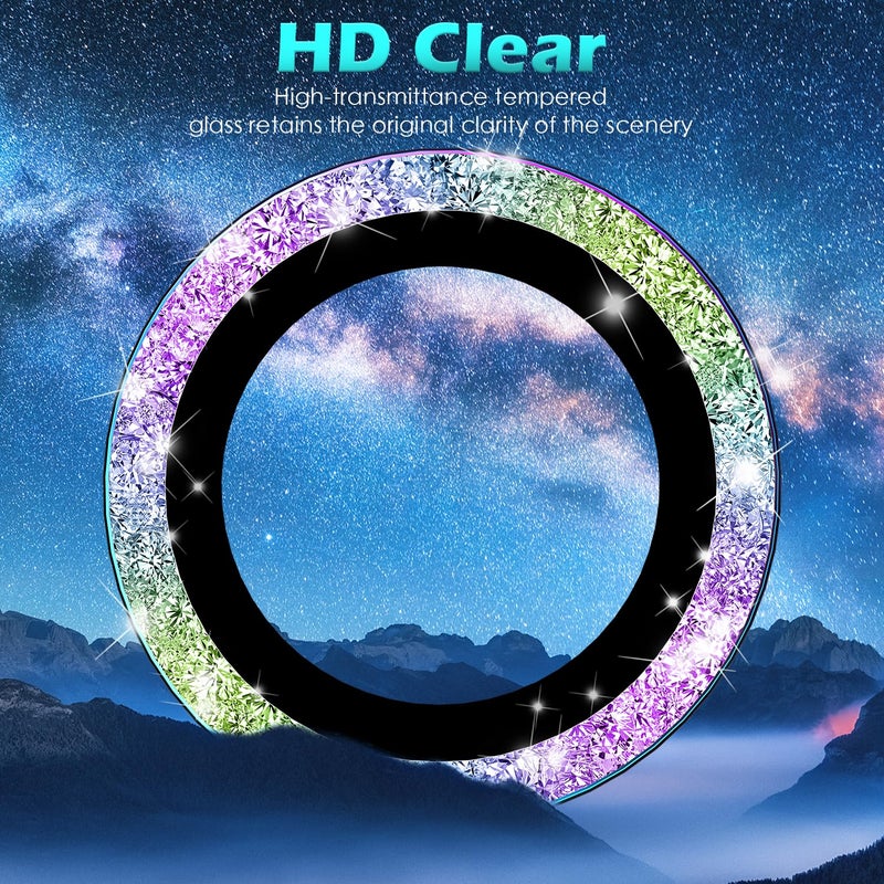 imluckies for Samsung Galaxy S25 Ultra Camera Lens Protector Bling, AR+AF Tempered Glass, 9H Anti-Scratch Metal Individual Lens Cover, HD Clear Camera Accessories - Glitter Colorful - Image 2