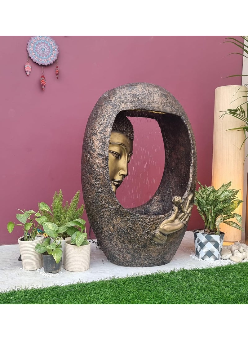 SwarnNest Interiors SwarnNest Interiors Indoor Zen Buddha Water Fountain with LED LightBuddha face Shower Water Fountain for Home Office  - Image 2