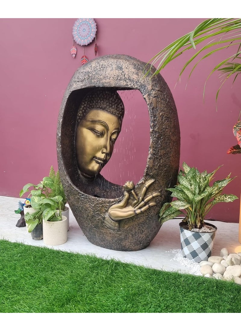 SwarnNest Interiors SwarnNest Interiors Indoor Zen Buddha Water Fountain with LED LightBuddha face Shower Water Fountain for Home Office  - Image 3