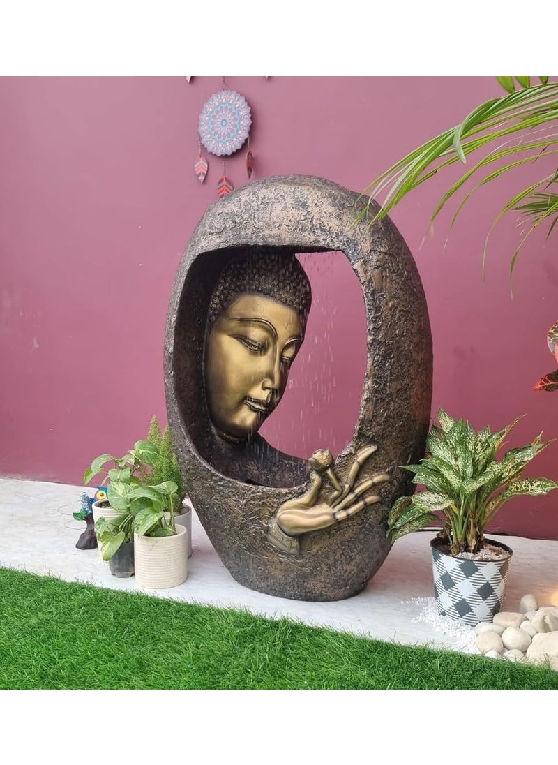 SwarnNest Interiors SwarnNest Interiors Indoor Zen Buddha Water Fountain with LED LightBuddha face Shower Water Fountain for Home Office  - Image 1