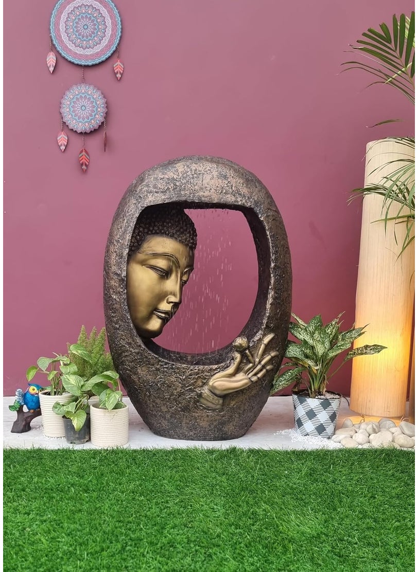 SwarnNest Interiors SwarnNest Interiors Indoor Zen Buddha Water Fountain with LED LightBuddha face Shower Water Fountain for Home Office  - Image 4