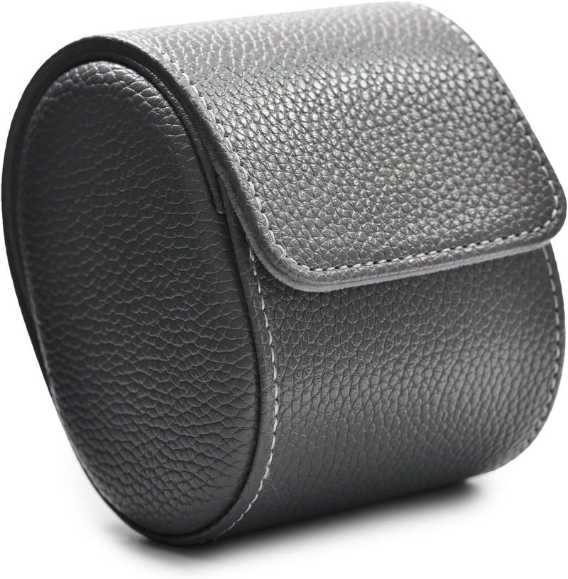 Oirlv Luxury Leather Travel Watch Case Single Watch Box for Women Portable Jewelry Watch Storage Roll Organizer (Grey) - Image 1