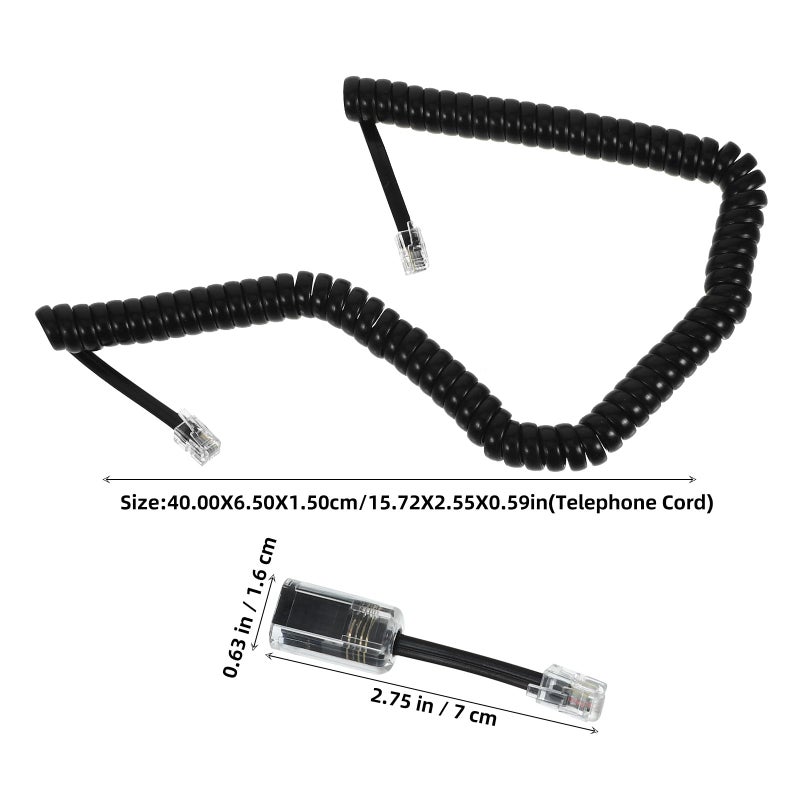 Retractable Coiled Telephone Cord Set Anti Tangle Black for Home and Office Landline - Image 3