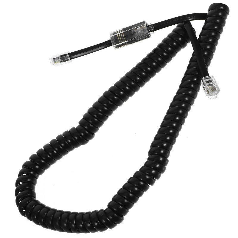 Retractable Coiled Telephone Cord Set Anti Tangle Black for Home and Office Landline - Image 2
