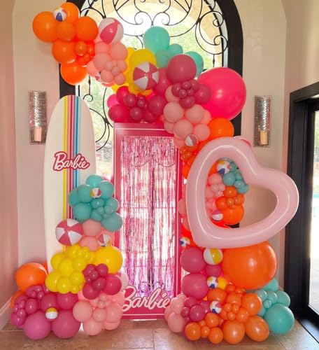Bezente Pink and Orange Latex Balloons,60pcs 12 inch Light & Hot Pink Orange Confetti Balloons for Baby Shower, Birthday, Wedding, Tropical Party decorations - Image 5