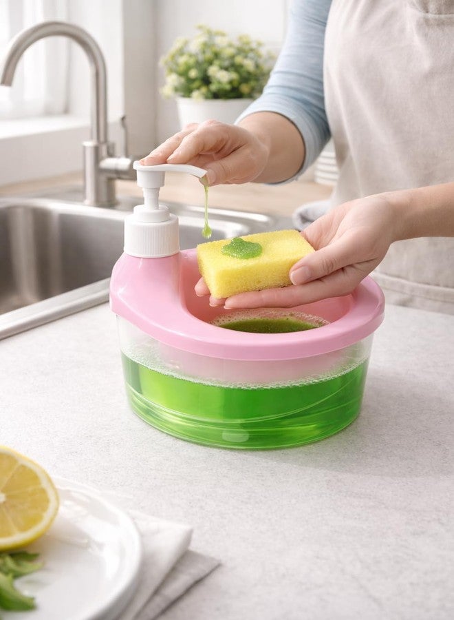 Bigining® Double Layer Kitchen Soap Dispenser with Sponge Holder – Plastic Dishwash Liquid Pump Dispenser for Bathroom & Kitchen Sink Accessories |Hand Wash & Dish Soap Holder (Multi Colour) - Image 4