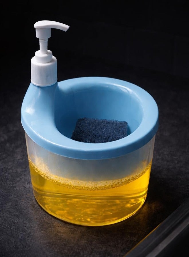 Bigining® Double Layer Kitchen Soap Dispenser with Sponge Holder – Plastic Dishwash Liquid Pump Dispenser for Bathroom & Kitchen Sink Accessories |Hand Wash & Dish Soap Holder (Multi Colour) - Image 1