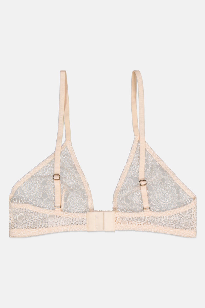 NA-KD Women Lace Flower Structured Bra, Beige - Image 2