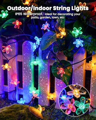 Brightown أضواء شمسية مزخرفة على شكل زهور LED 60 من برايتاون، أضواء خرافية مقاومة للماء للحديقة، الفناء، السياج، شجرة عيد الميلاد، حفلات الزفاف، والديكور، متعددة الألوان - Image 2