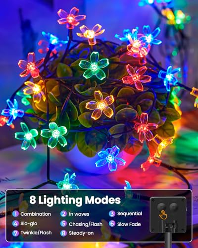 Brightown أضواء شمسية مزخرفة على شكل زهور LED 60 من برايتاون، أضواء خرافية مقاومة للماء للحديقة، الفناء، السياج، شجرة عيد الميلاد، حفلات الزفاف، والديكور، متعددة الألوان - Image 4