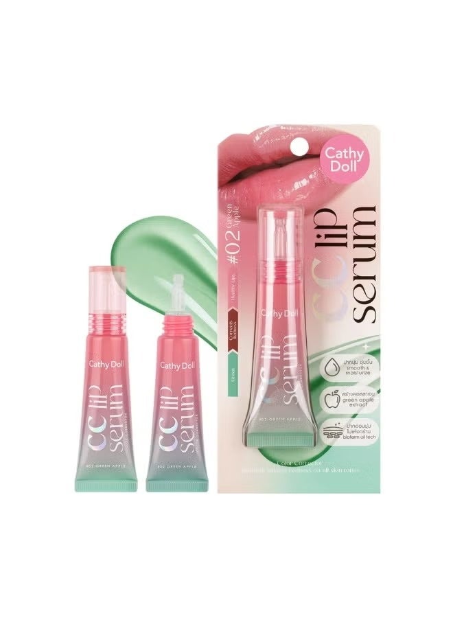 Cathy Doll CC Lip Serum Color Corrector Hydrating Lip Gloss with Color-Correcting Formula, Moisturizing Lip Serum for Smooth Glossy Lips, Green Apple - Image 1