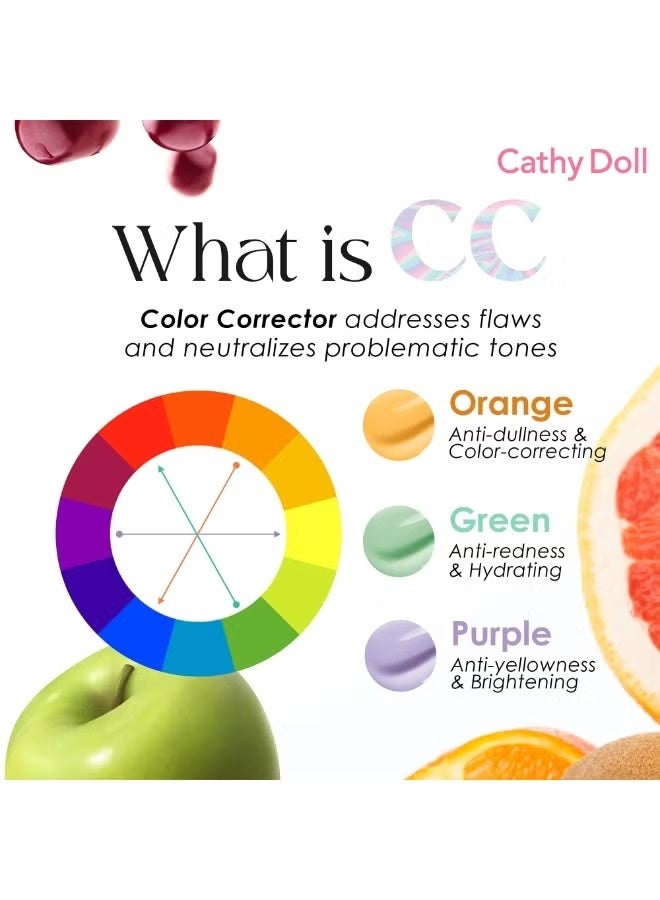 Cathy Doll CC Lip Serum Color Corrector Hydrating Lip Gloss with Color-Correcting Formula, Moisturizing Lip Serum for Smooth Glossy Lips, Green Apple - Image 2