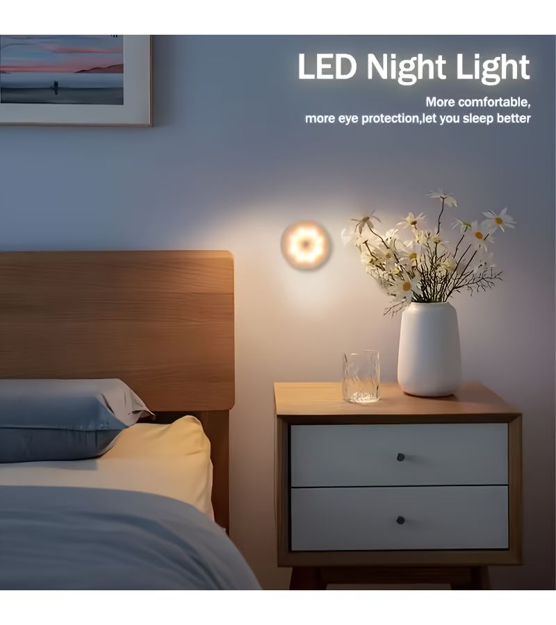Warm Light LED Motion Sensor Night Light USB Rechargeable Magnetic Wardrobe - Image 5