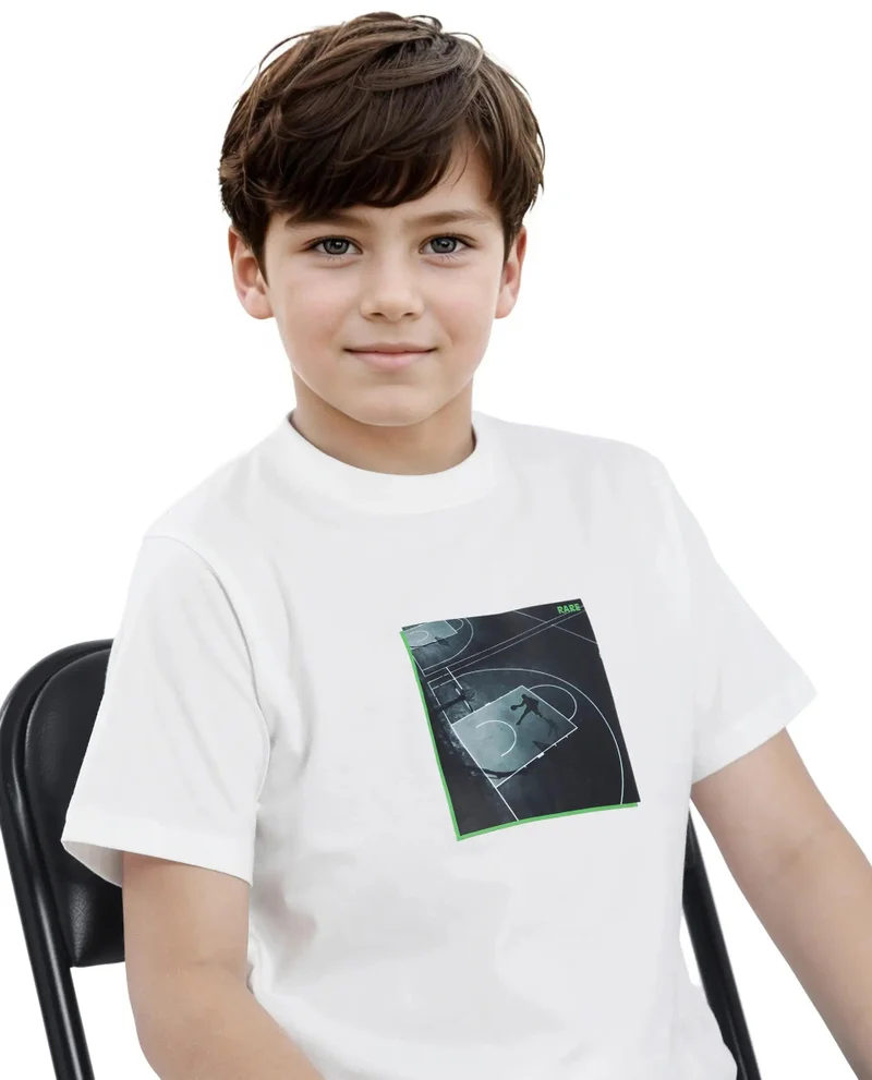 Rare Ones Rare Ones Kids Zion Off White Cotton Half Sleeve Graphic Print Slip-On Closure Regular Fit T-Shirt