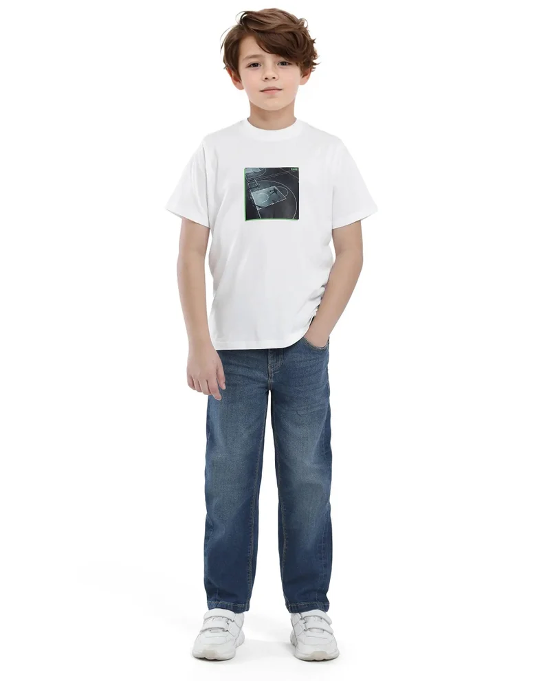 Rare Ones Rare Ones Kids Zion Off White Cotton Half Sleeve Graphic Print Slip-On Closure Regular Fit T-Shirt