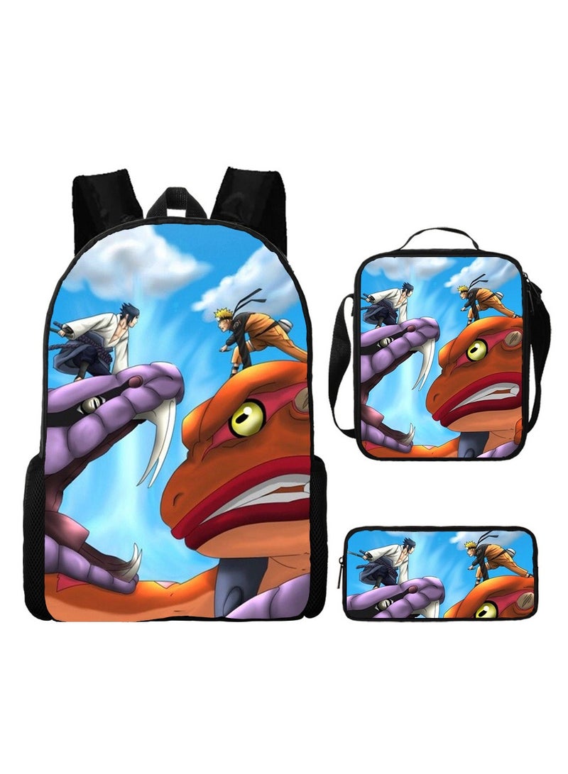 Naruto Cartoon Anime Student Backpack Three-Piece Set 29*42*16cm