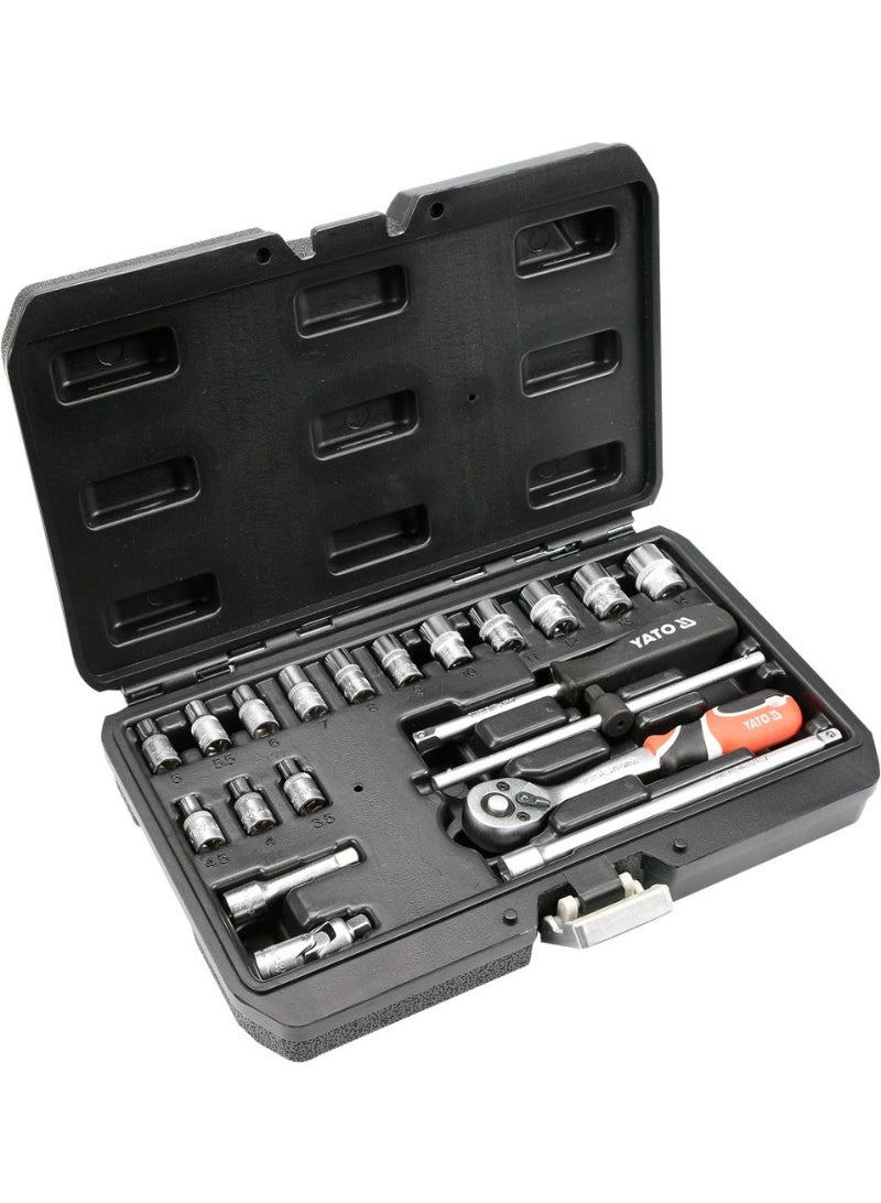 YATO Socket Set 20pcs/set 1/4" Dr 6pt BMC YT-14491