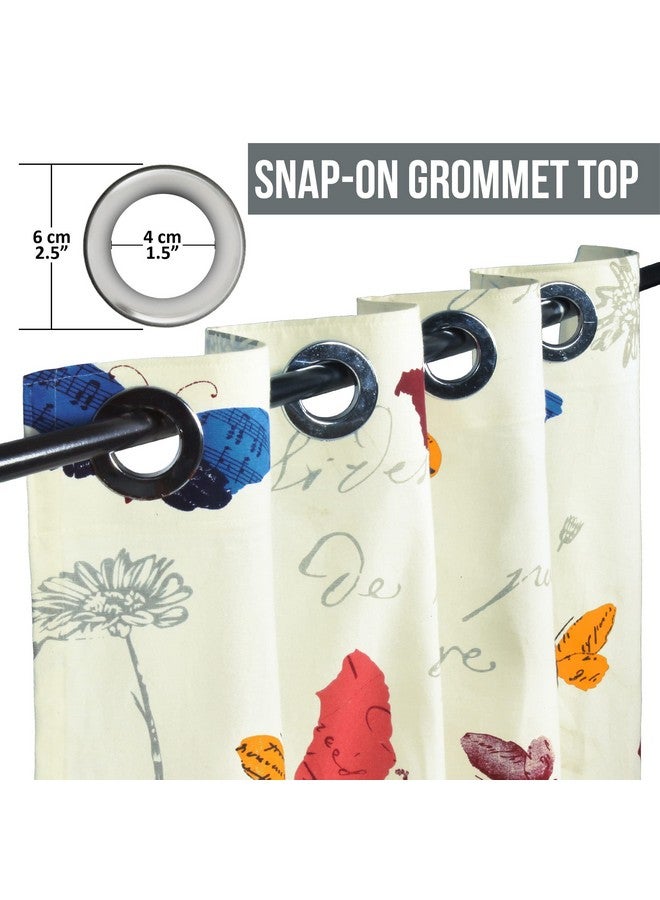 Story@Home Window Curtains 5 Feet Long Set of 4 | Bohemian Curtains | Floral Design Cotton Curtain | Light Filtering Curtains for Windows | Curtains for Living Room | (116 x 152 cm, White & Blue) - Image 4