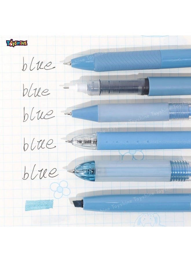 Toyshine Toyshine 6 pcs Kawaii Click Action 0.5mm Neutral Pens Set High Aesthetic Value Fast Drying Kids Stationery Gift - Blue  - Image 2