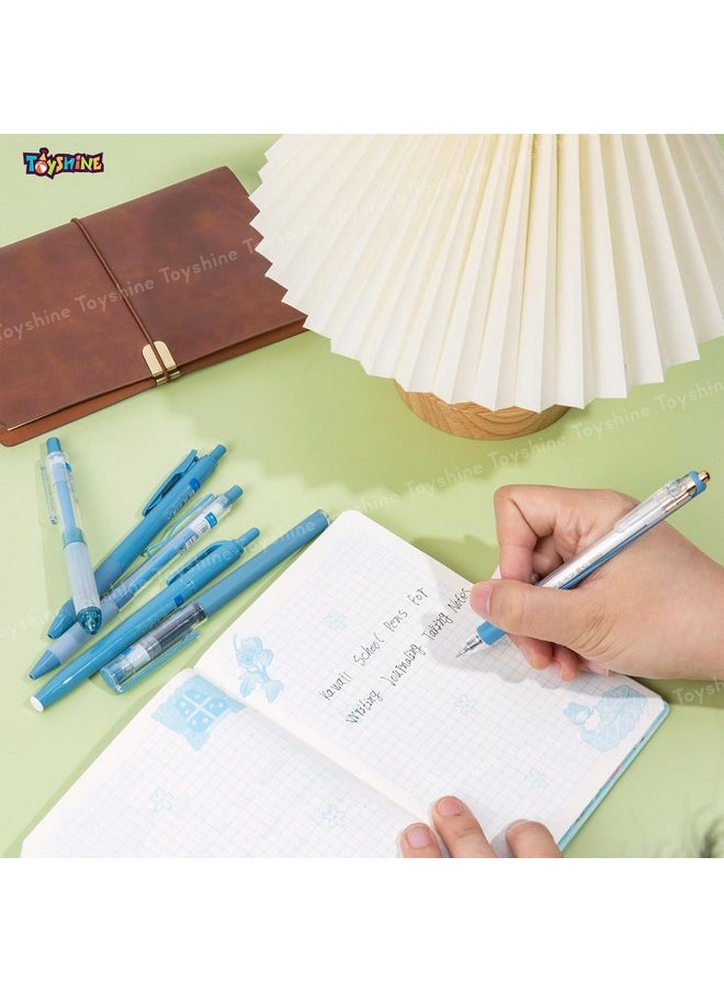 Toyshine Toyshine 6 pcs Kawaii Click Action 0.5mm Neutral Pens Set High Aesthetic Value Fast Drying Kids Stationery Gift - Blue  - Image 3