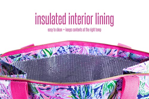 Lilly Pulitzer Insulated Market Shopper Bag Large Capacity, Oversize Reusable Grocery Tote with Thermal Insulated Interior, Bringing Mermaid Back - Image 3