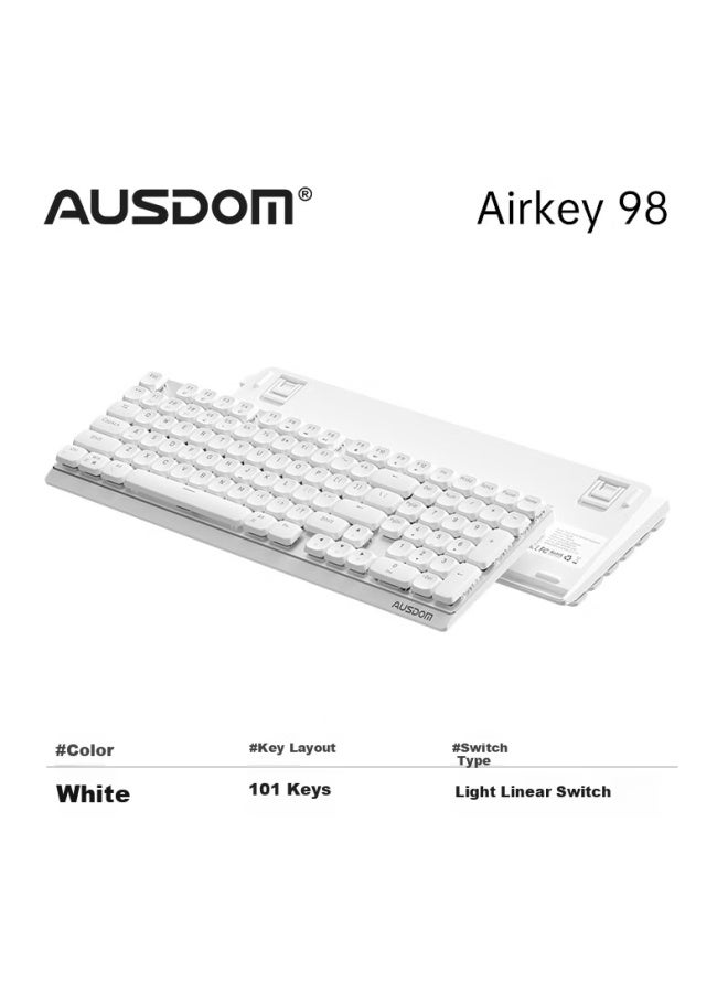 Ausdom Airkey98 Low Profile Mechanical Keyboard Wireless Bluetooth Tri-mode Silent Portable Office Gaming Keyboard For Mac/win 101 Keys - Cloud Porcelain White - Image 1