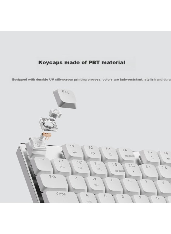 Ausdom Airkey98 Low Profile Mechanical Keyboard Wireless Bluetooth Tri-mode Silent Portable Office Gaming Keyboard For Mac/win 101 Keys - Cloud Porcelain White - Image 4