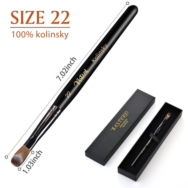 Yasterd Acrylic Nail Brush 100% Kolinsky Acrylic Brushes for Nails Size 8 Oval Crimped Shaped Nail Brushes for Acrylic Application Black Wood Handle Professional Nail Art Powder Brush Manicure Tool - Image 3