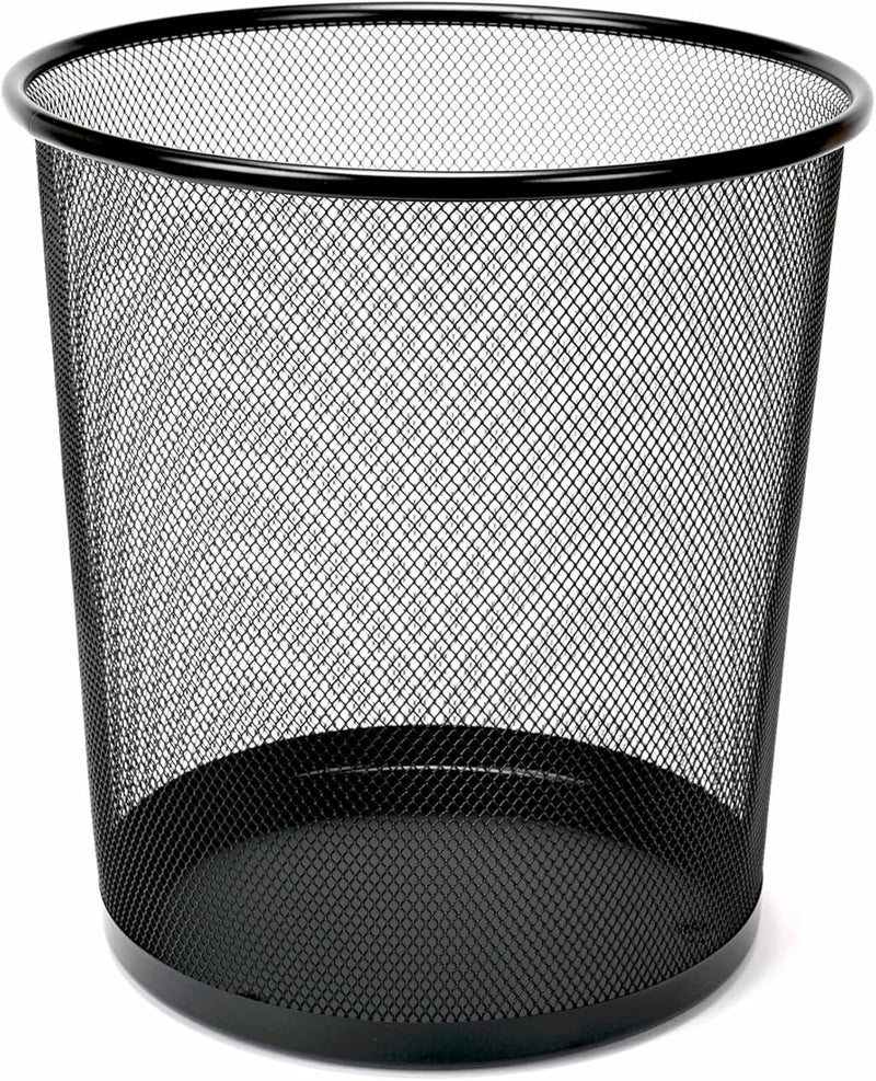 FIS Wire Mesh Waste Basket - Durable Round Metal Mesh Bin, Open Top Design, Classic Black, 220x265x280mm - Image 1