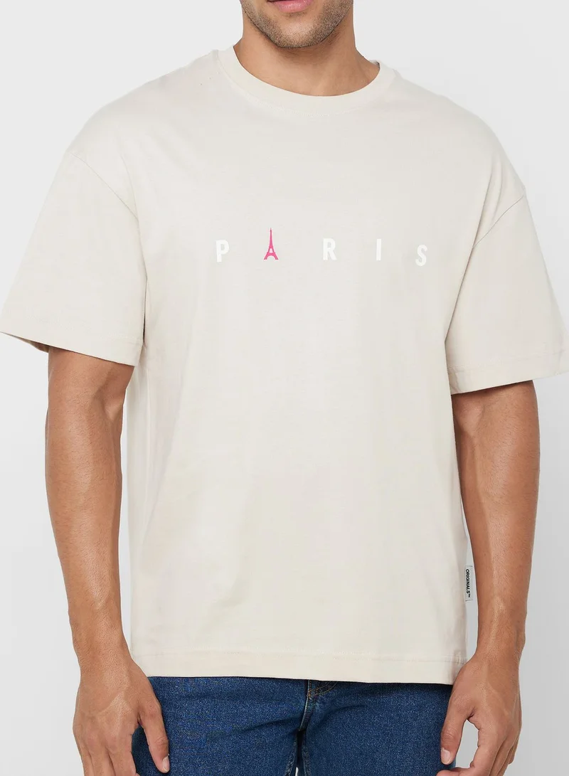 JACK & JONES Printed Crew Neck T-Shirt