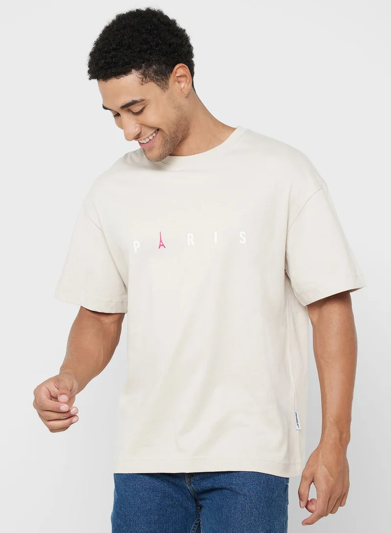 JACK & JONES Printed Crew Neck T-Shirt