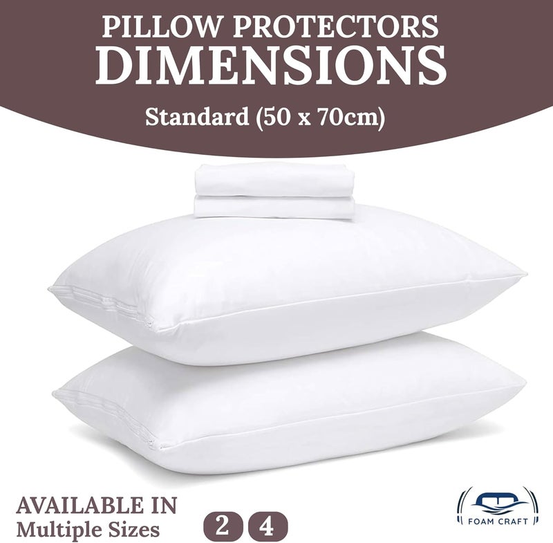 FOAM CRAFT Cotton Pillow Protectors - Zippered Bed Bug Proof Covers, Pack of 4 (50 x 70cm) - Image 2