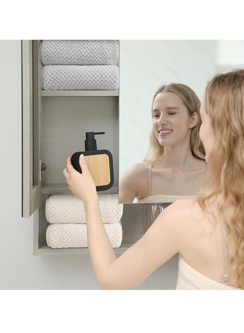 SOLARAE Elegant Soap Dispenser with Bamboo Decoration Rust-Resistant Pump for Bathroom Hand Soap and Kitchen Dish Soap Liquid Soap Dispenser Lotion Dispenser Bottle 390ML - Image 4