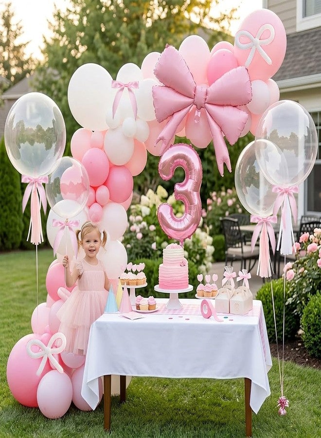 besttideyes Pink Balloon Arch Kit Coquette Birthday Decorations Pink and White Balloons with Bow Balloons for Pink Bow Birthday Bachelorette Party Bridal Shower Decorations - Image 2