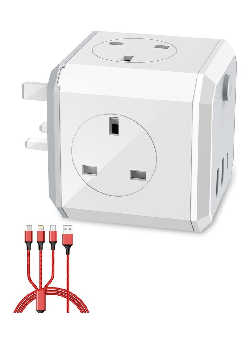 أداك شاحن كمبيوتر محمول ADAK 60 وات مع محول قابس سفر عالمي | USB-Type-C، شريط طاقة رباعي الاتجاهات، 2 منفذ USB، محول قابس متعدد المنافذ لأستراليا/المملكة المتحدة/الاتحاد الأوروبي/الولايات المتحدة، محول قابس للأعمال  - Image 2