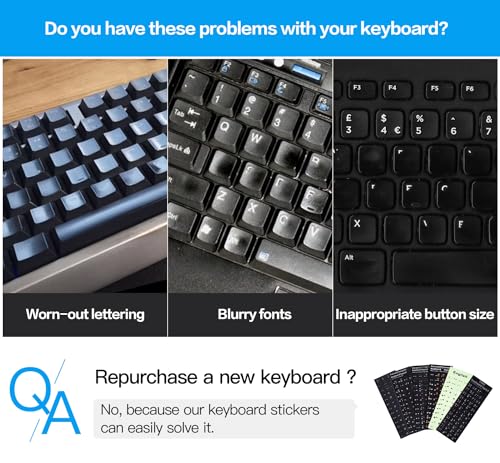 CaseBuy 2PCS Russian Keyboard Stickers, Cyrillic Keyboard Letters Replacement Sticker Blue Font with Black Background for PC Computer Laptop Notebook Desktop, Russian-English Keyboard Alphabet Stickers - Image 2