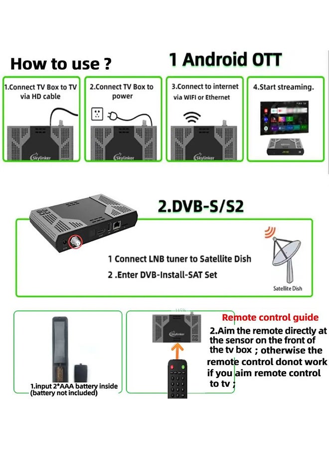 4K Android OTT+ DVB-S2+DVB-T2 Hybrid TV Box BT Remote 5G Wifi 2+16GB FTA Satellite Terrestrial TV Receivers Set Top Box - Image 3