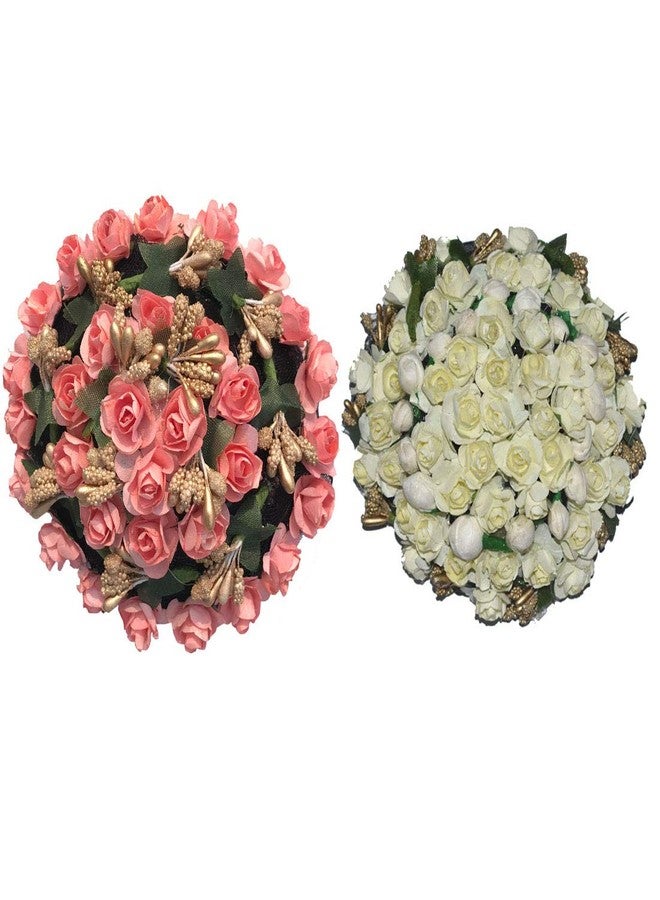 AROOMAN Full Juda Bun Hair Flower Gajra Combo for Wedding and Party - Image 1