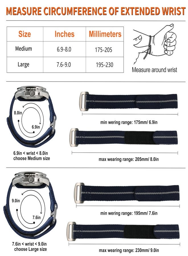 watchdives Nylon Watch Strap, Velcro Fasteners, One Piece Watch Strap 20 mm 22 mm, Sports Watch Straps for Men and Women, Suitable for 6.3-9.0 Inch Wrist, 20mm-M (16-18cm Handgelenk) - Image 2
