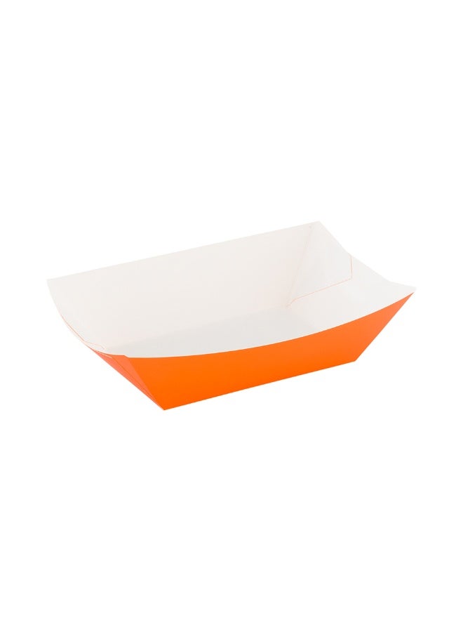 Restaurantware Bio Tek 1 Pound Food Boats, 200 Disposable Paper Food Trays - Heavy-Duty, Greaseproof, Orange Paper Food Boats, For Snacks, Appetizers, Or Treats, Use At Parties Or Carnivals - Image 1