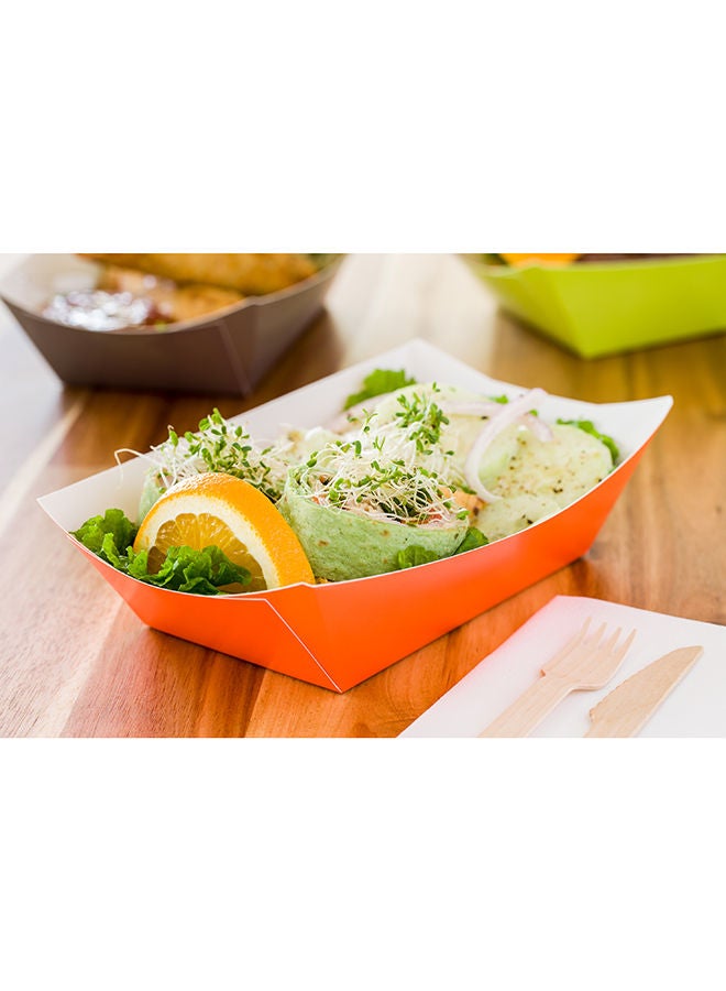 Restaurantware Bio Tek 1 Pound Food Boats, 200 Disposable Paper Food Trays - Heavy-Duty, Greaseproof, Orange Paper Food Boats, For Snacks, Appetizers, Or Treats, Use At Parties Or Carnivals - Image 5