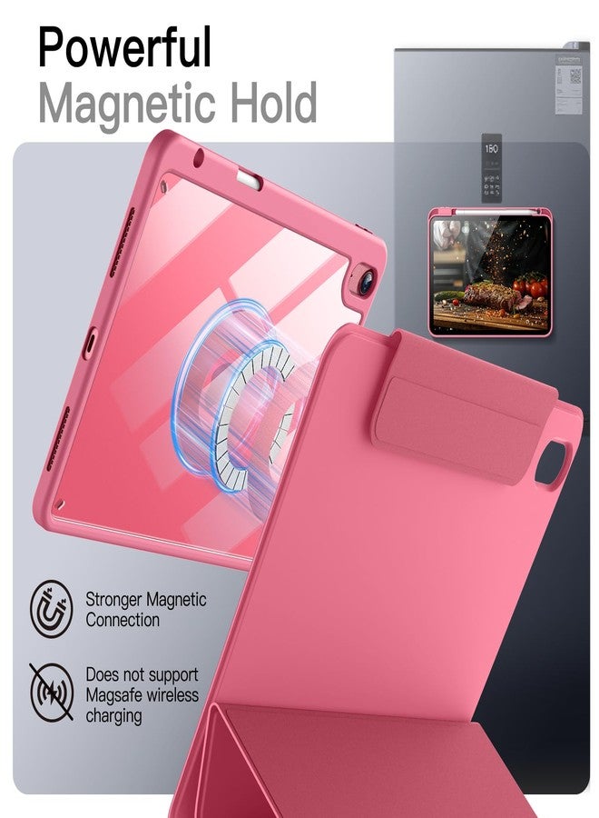 JETech Magnetic Detachable Case for iPad (A16) 11th/10th Generation (2025/2022) with Pencil Holder, Removable Rotating Clear Cover, Portrait/Landscape Stand with Raised Screen View (Pink) - Image 5