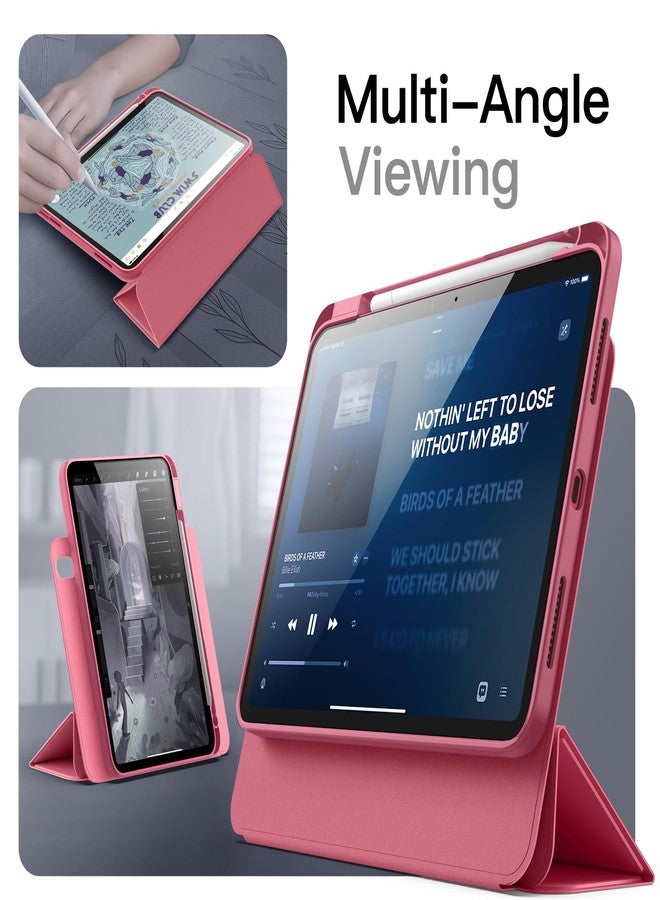 JETech Magnetic Detachable Case for iPad (A16) 11th/10th Generation (2025/2022) with Pencil Holder, Removable Rotating Clear Cover, Portrait/Landscape Stand with Raised Screen View (Pink) - Image 3
