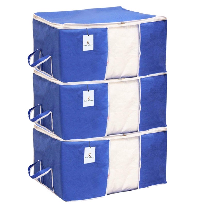 Kuber Industries Underbed Storage Bag Storage Organiser Blanket Cover Set of 3 Royal Blue Extra Large SizeCTKTC14146 - Image 1