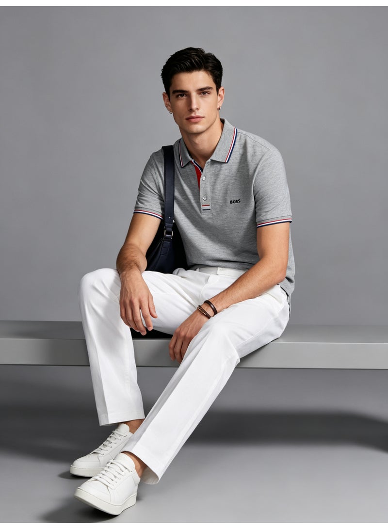 BOSS Unisex Short Sleeve Polo Shirt Casual Everyday Wear Grey - Image 1