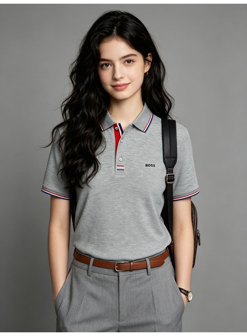BOSS Unisex Short Sleeve Polo Shirt Casual Everyday Wear Grey - Image 5