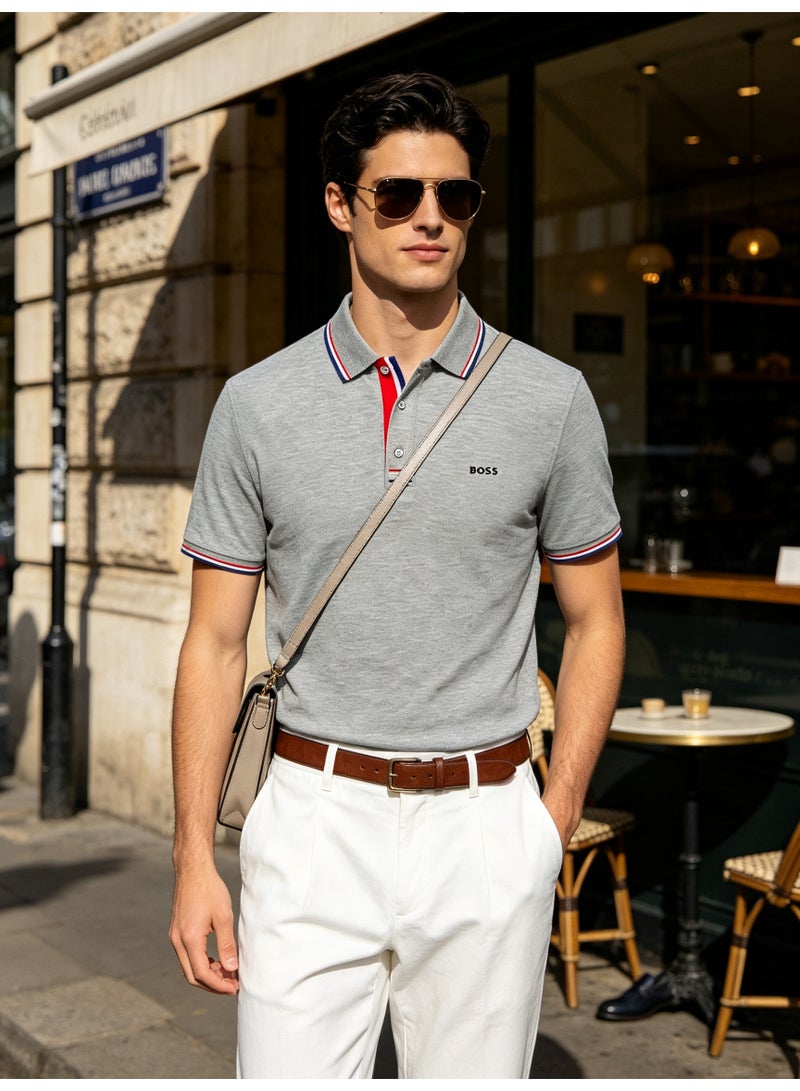 BOSS Unisex Short Sleeve Polo Shirt Casual Everyday Wear Grey - Image 3