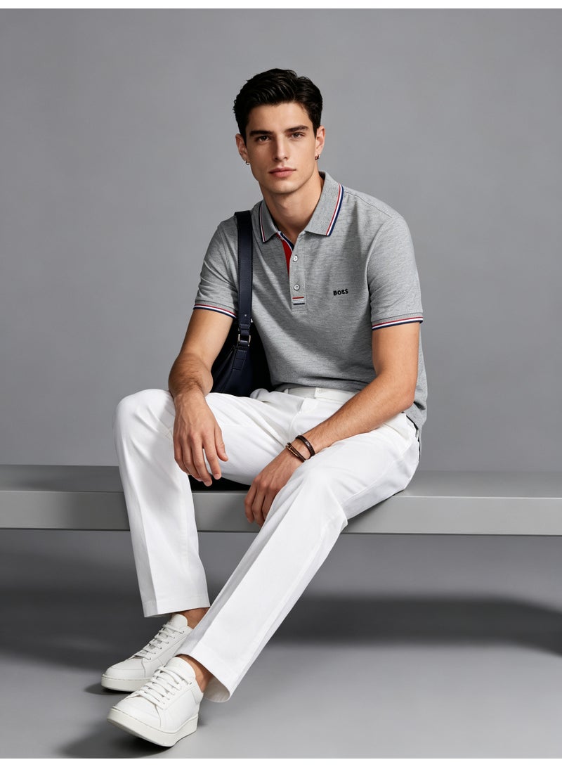 BOSS Unisex Short Sleeve Polo Shirt Casual Everyday Wear Grey - Image 1